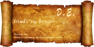 Dimény Ervin névjegykártya