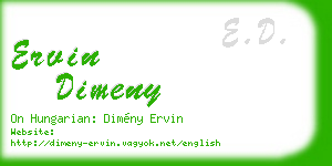 ervin dimeny business card